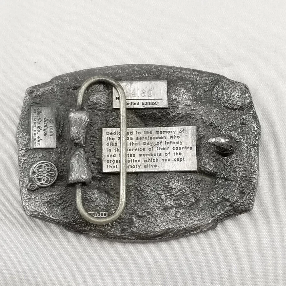 Belt Buckle Pewter 1989 Pearl Harbor 50th Anniversary 1941-1991 Dec.‎ 7 Siskiyou